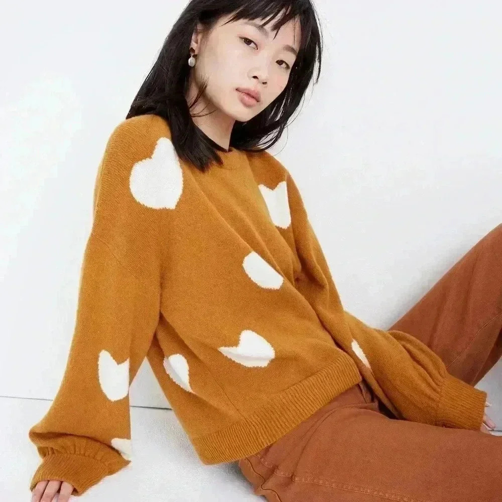 Madewell Heart Dot Balloon-Sleeve Pullover Sweater Size XS